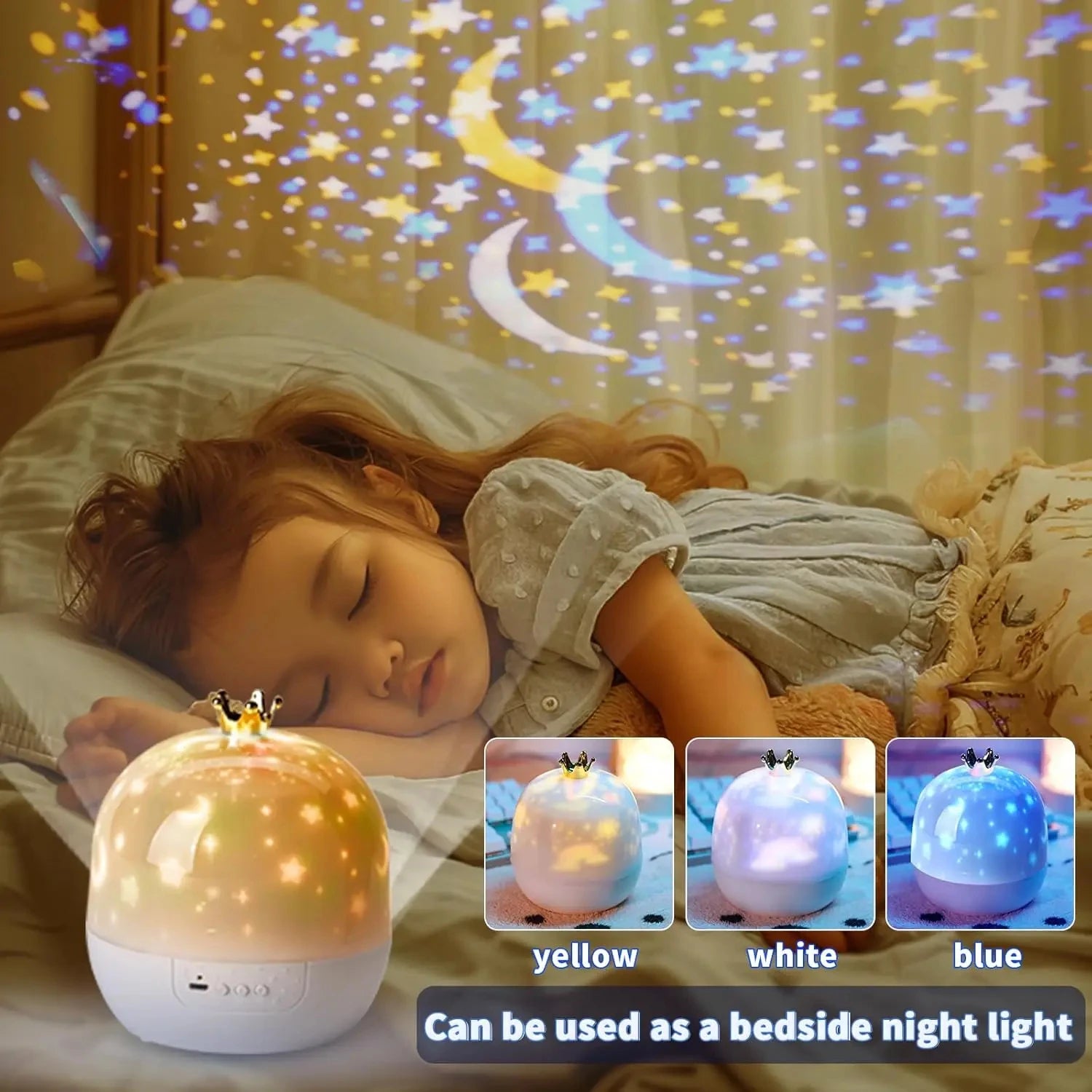 DreamScape Pro: 360° Rotating Night Light with 15 Magic Themes
