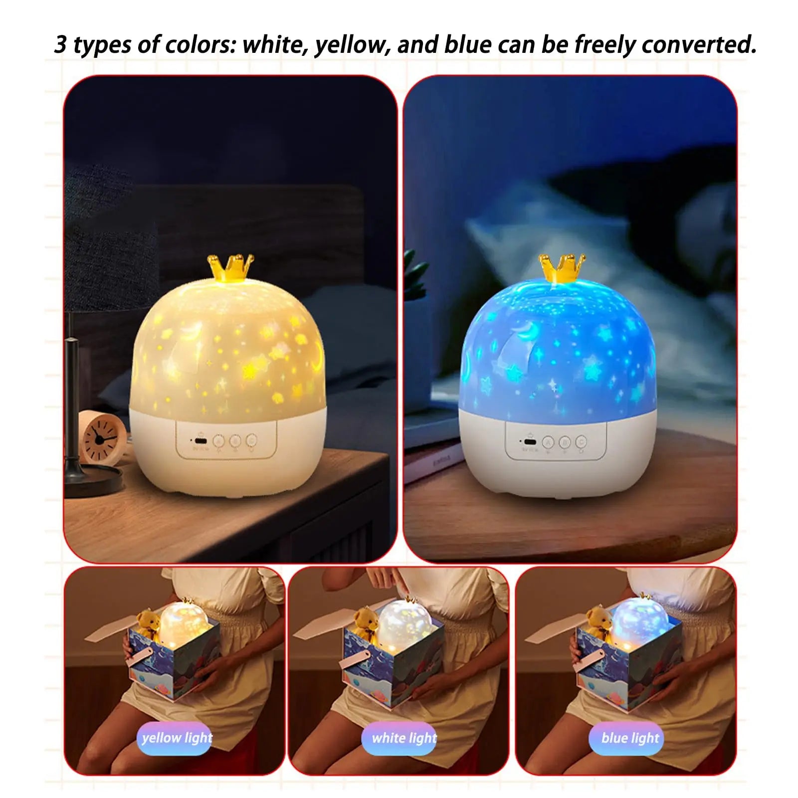 DreamScape Pro: 360° Rotating Night Light with 15 Magic Themes