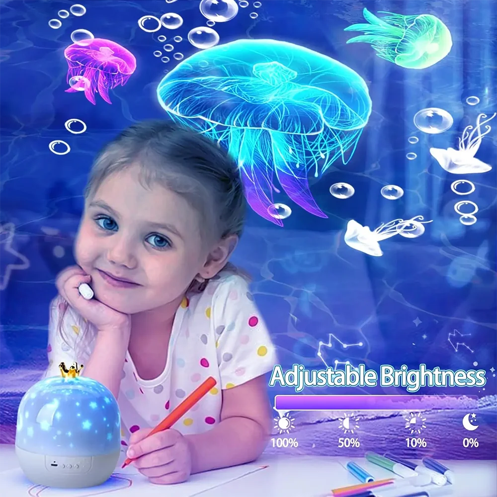 DreamScape Pro: 360° Rotating Night Light with 15 Magic Themes