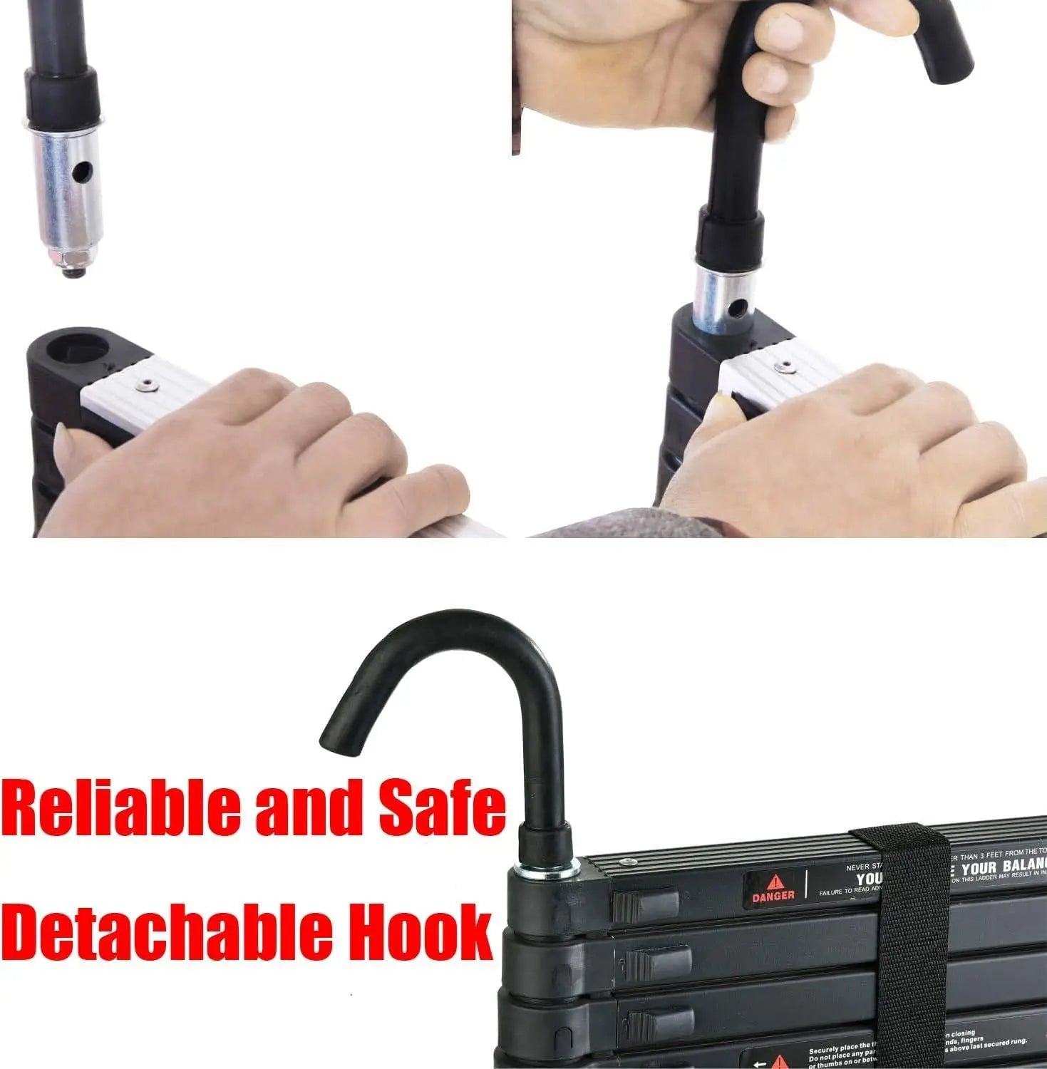 Pro-Series Stealth Telescopic Ladder | Detachable Safety Hooks & Non-Slip Grip