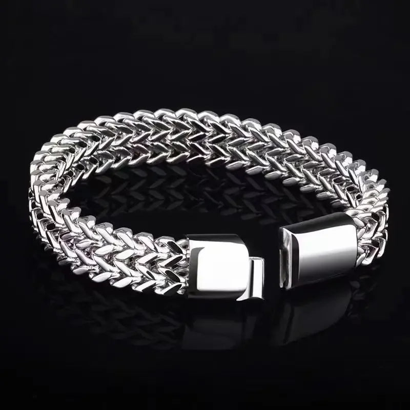 Double-Row Titanium Steel Statement Bracelet