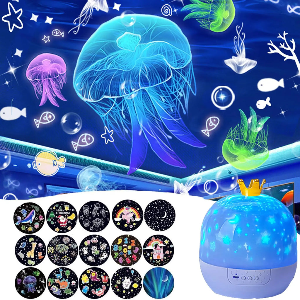 DreamScape Pro: 360° Rotating Night Light with 15 Magic Themes