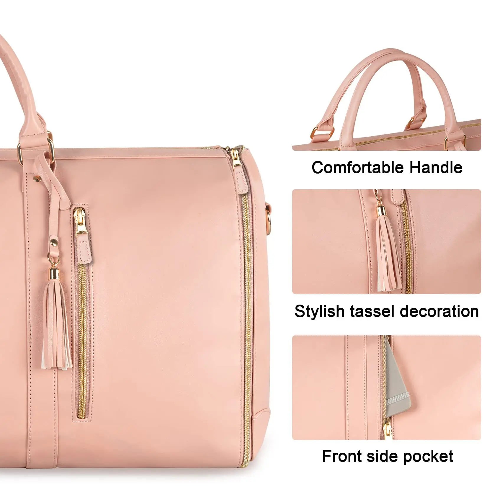 The 2-in-1 Carry-On Suit Bag: Foldable Vegan Leather Weekender for Women
