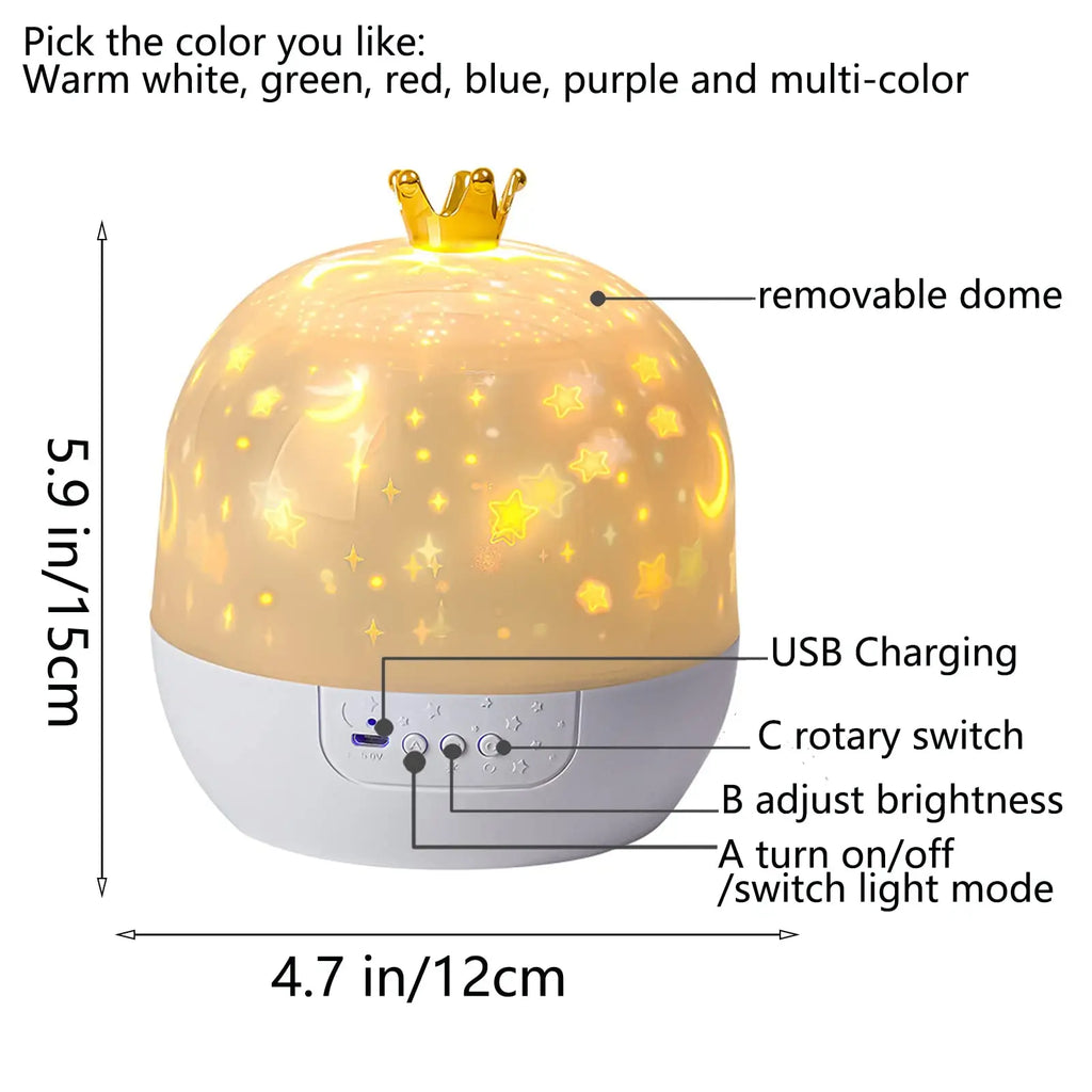 DreamScape Pro: 360° Rotating Night Light with 15 Magic Themes