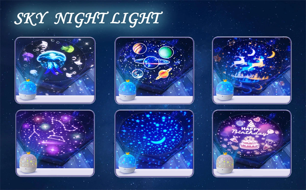 DreamScape Pro: 360° Rotating Night Light with 15 Magic Themes