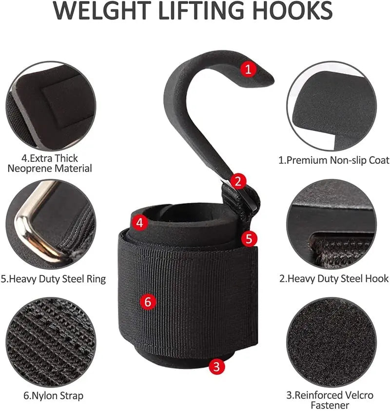 Elite Grip-Assist Lifting Hooks: Neoprene Padded Wrist Wraps for Powerlifting