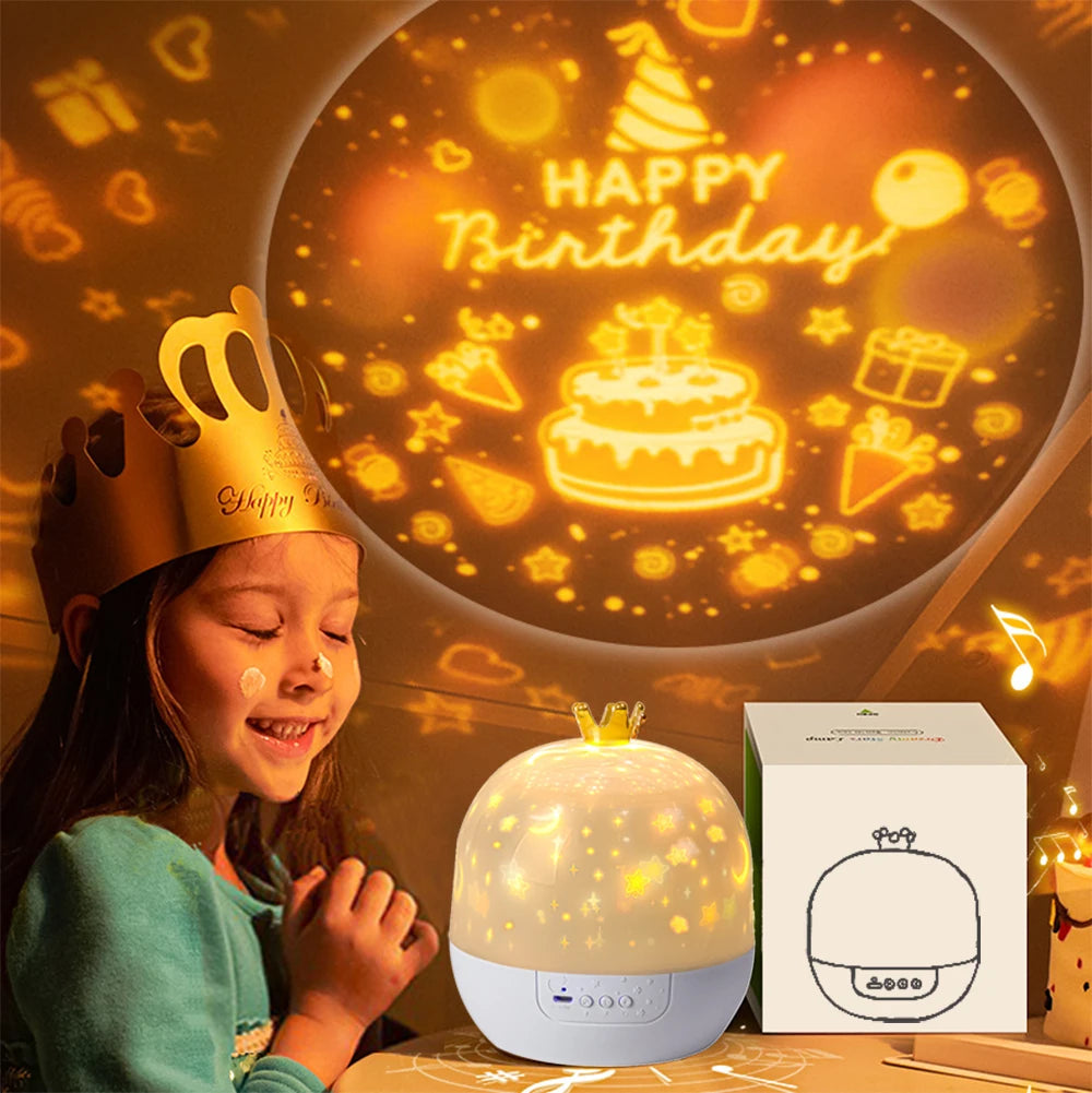 DreamScape Pro: 360° Rotating Night Light with 15 Magic Themes