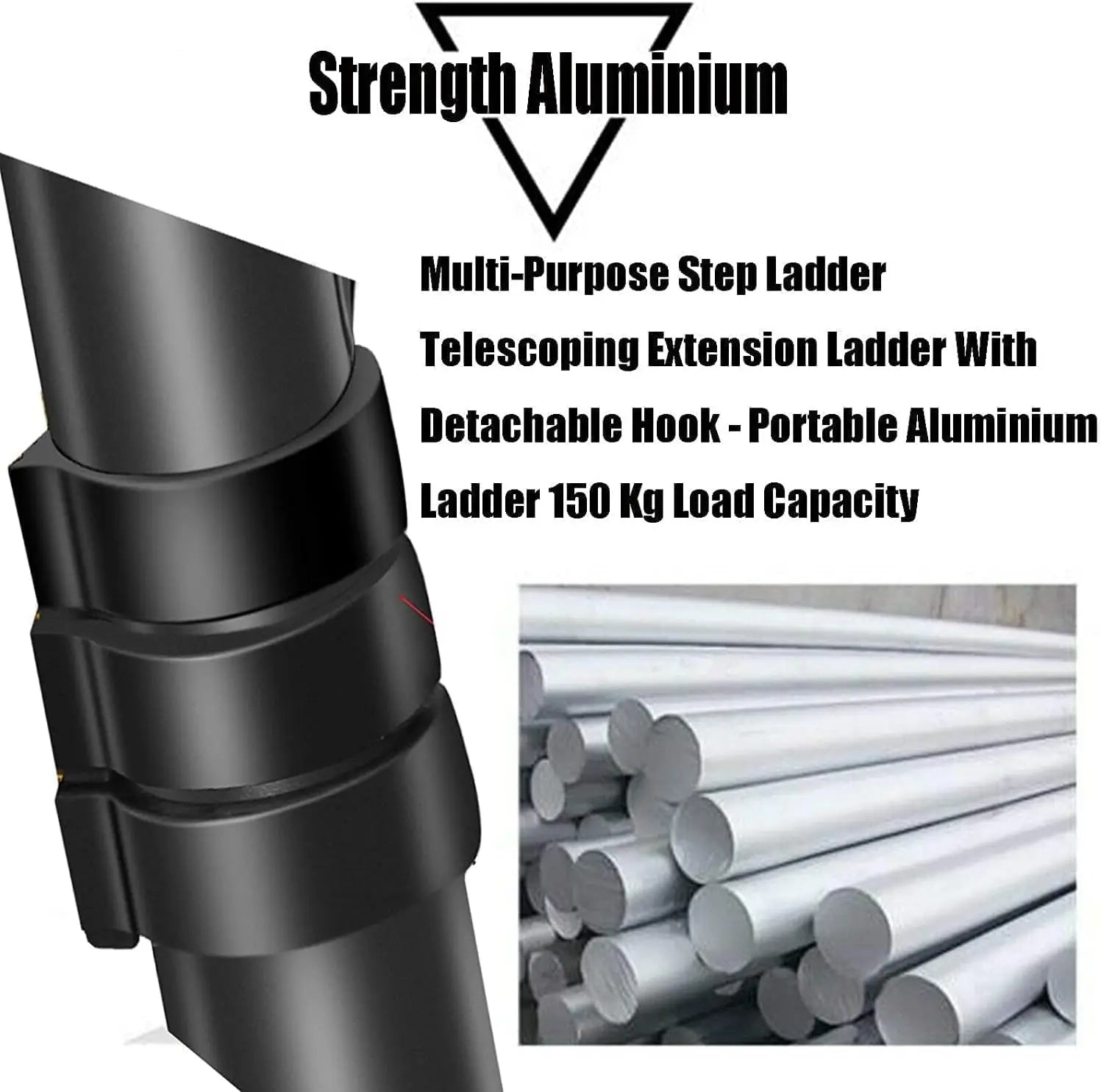 Pro-Series Stealth Telescopic Ladder | Detachable Safety Hooks & Non-Slip Grip