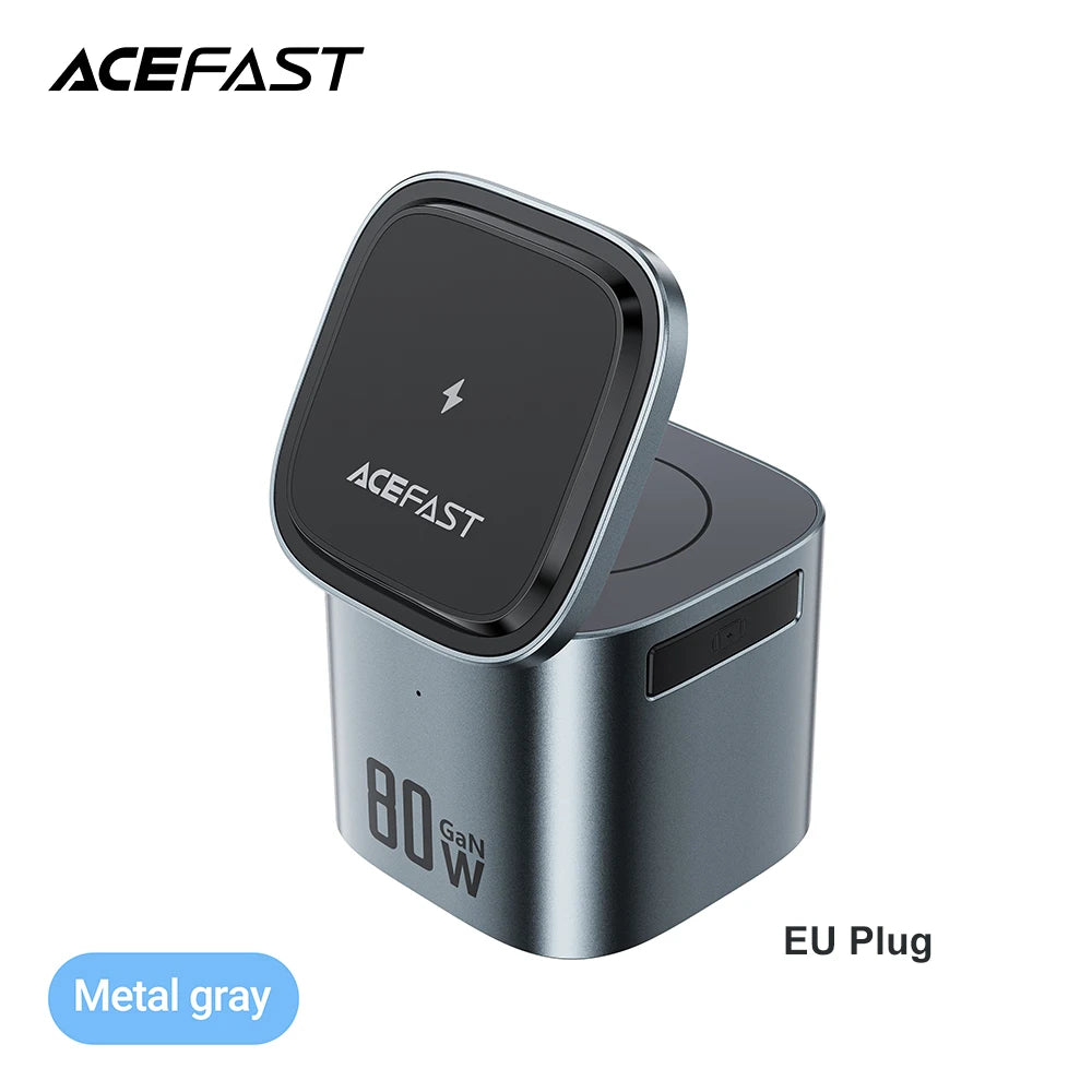 ACEFAST 6-in-1 Desktop Power Hub: 15W Magnetic Wireless + PD65W Fast Charge
