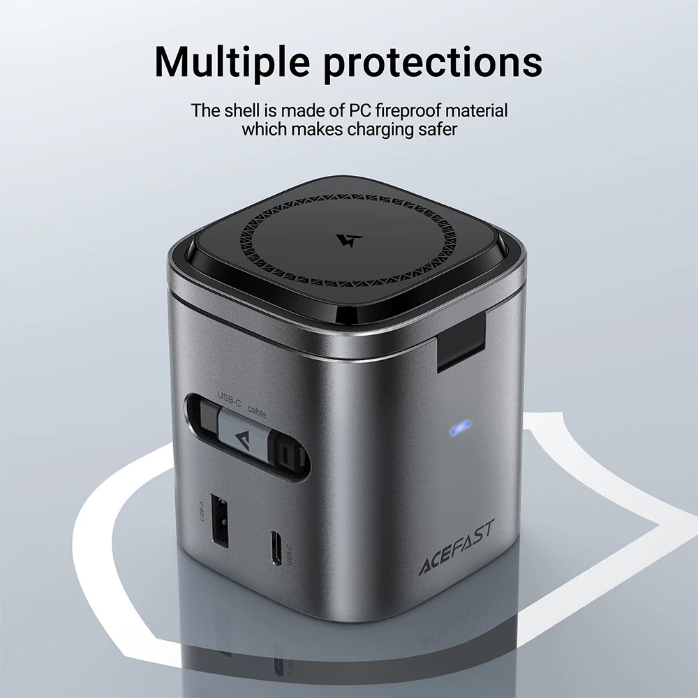 ACEFAST 6-in-1 Desktop Power Hub: 15W Magnetic Wireless + PD65W Fast Charge