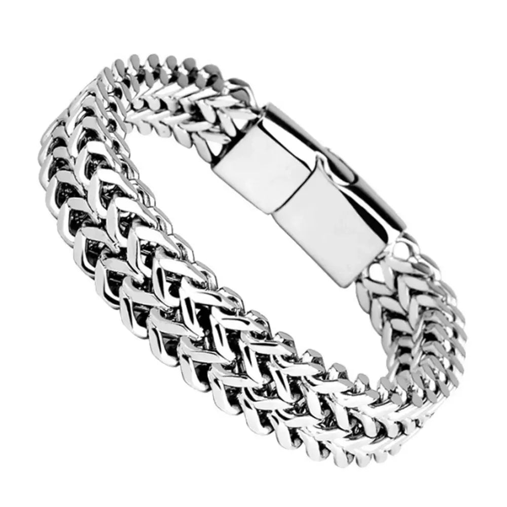 Double-Row Titanium Steel Statement Bracelet