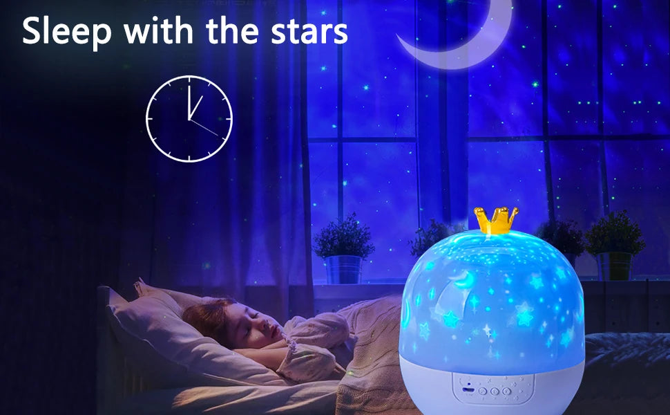 DreamScape Pro: 360° Rotating Night Light with 15 Magic Themes